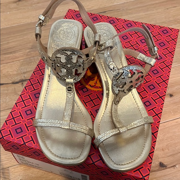 Tory Burch Spark Gold Miller Sandal - Picture 2 of 6